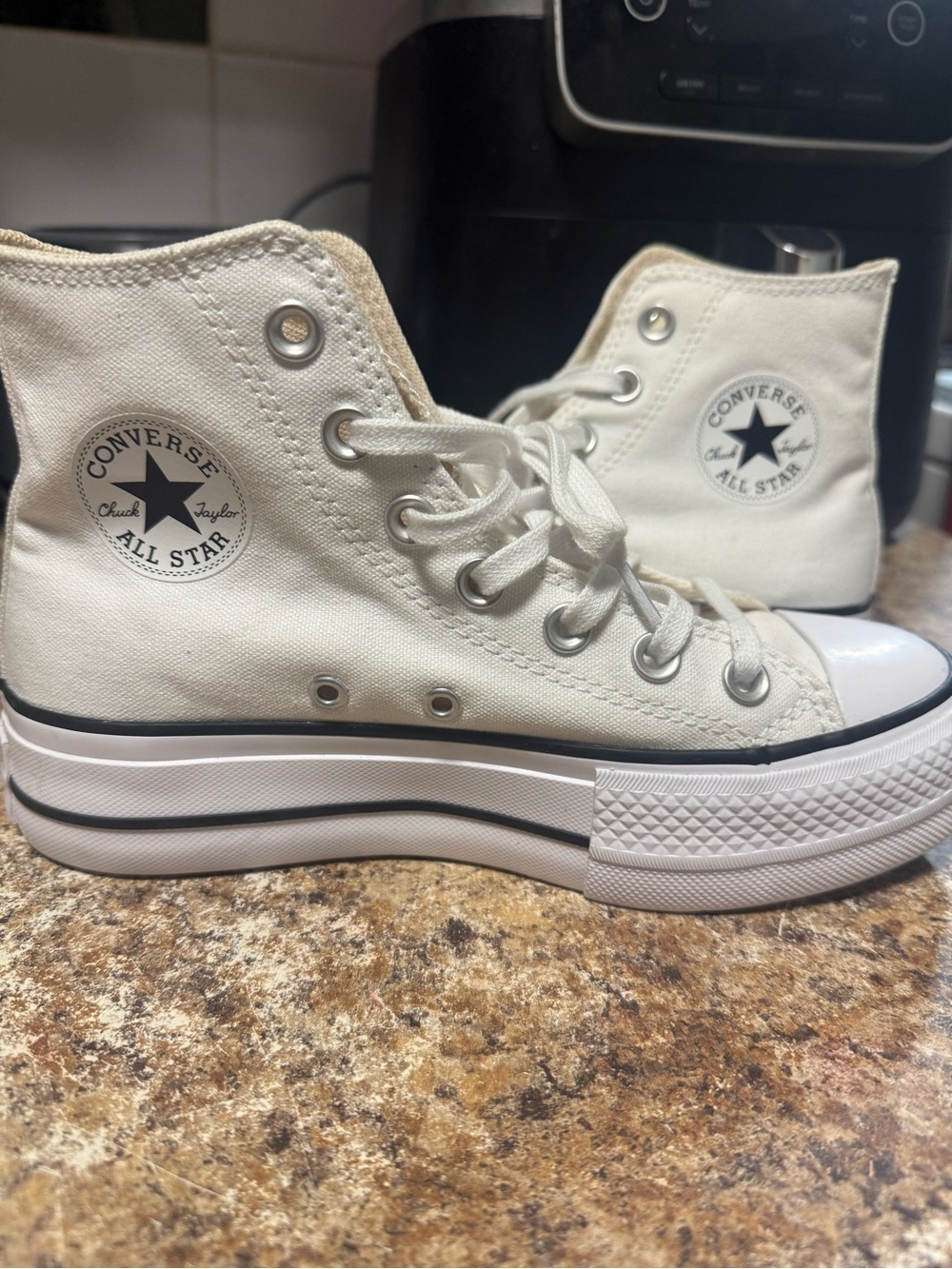 Converse White High Top Platform Sneakers